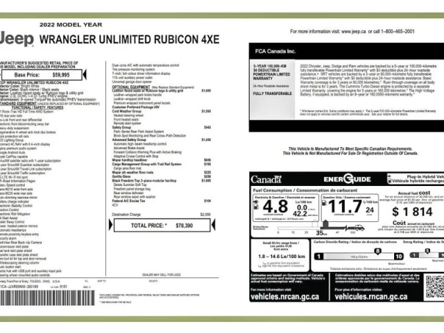 Jeep Wrangler 4XE Unlimited Rubicon 4x4 2022