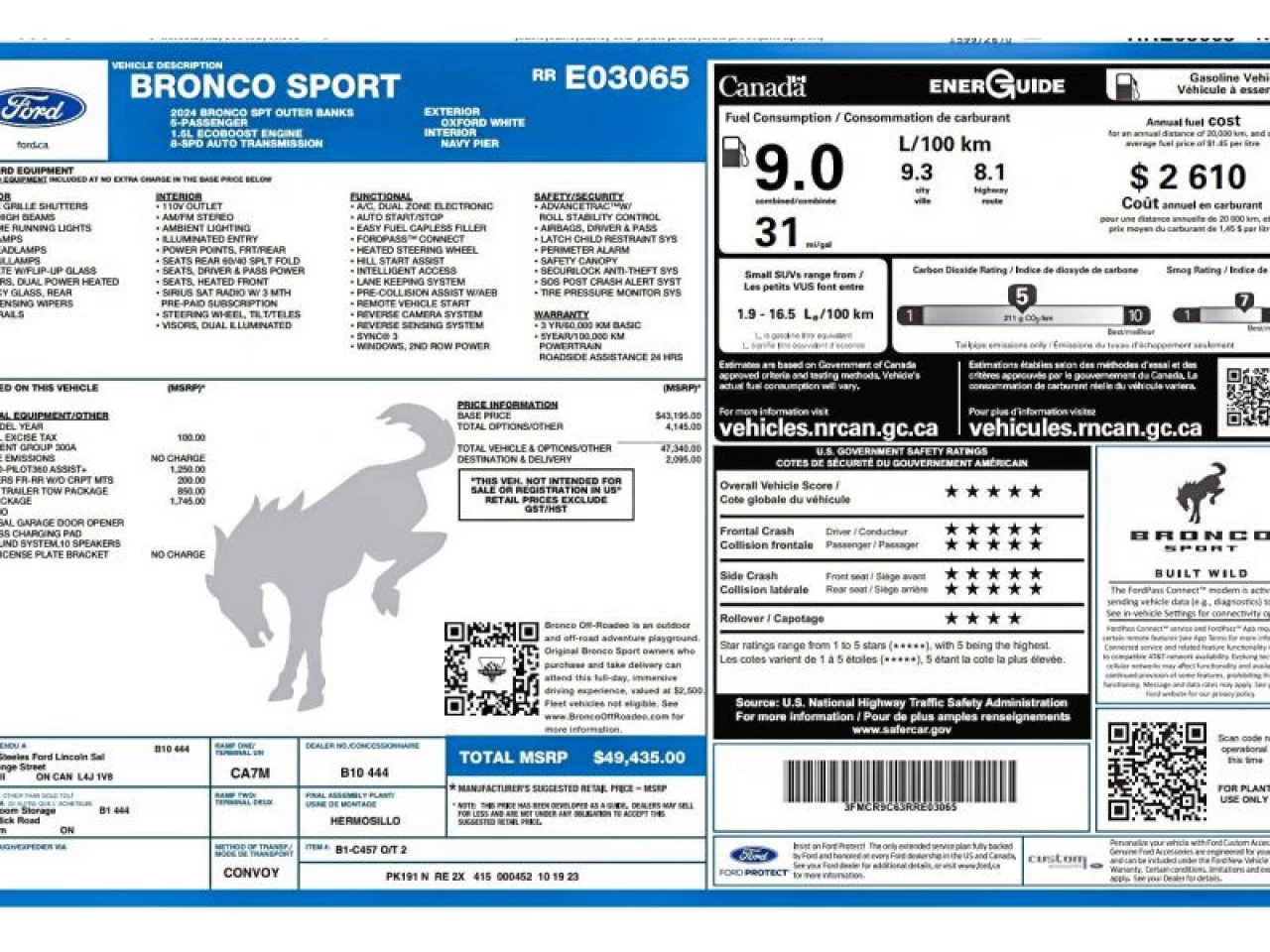 2024 Ford Bronco Outer Banks 4x4 TECH PACKAGE Image principale