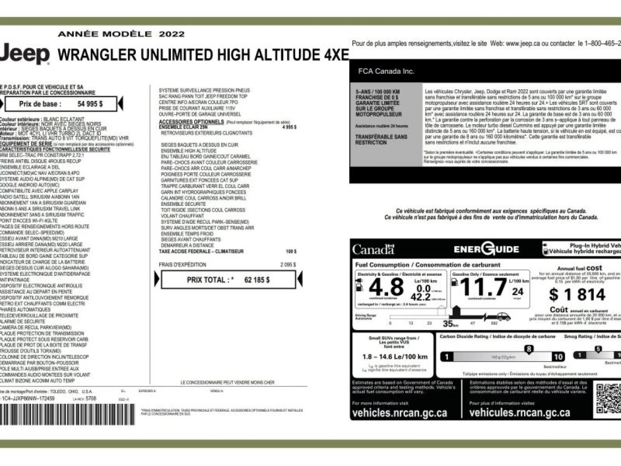 2022 Jeep Wrangler 4XE Unlimited High Altitude 4x4 Image principale