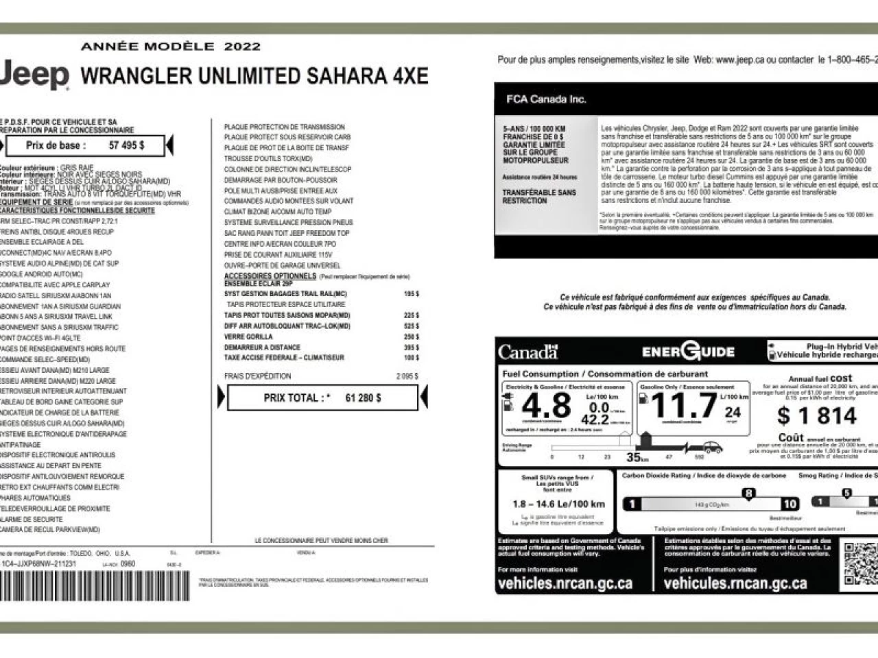 2022 Jeep Wrangler 4XE Unlimited Sahara 4x4 Image principale