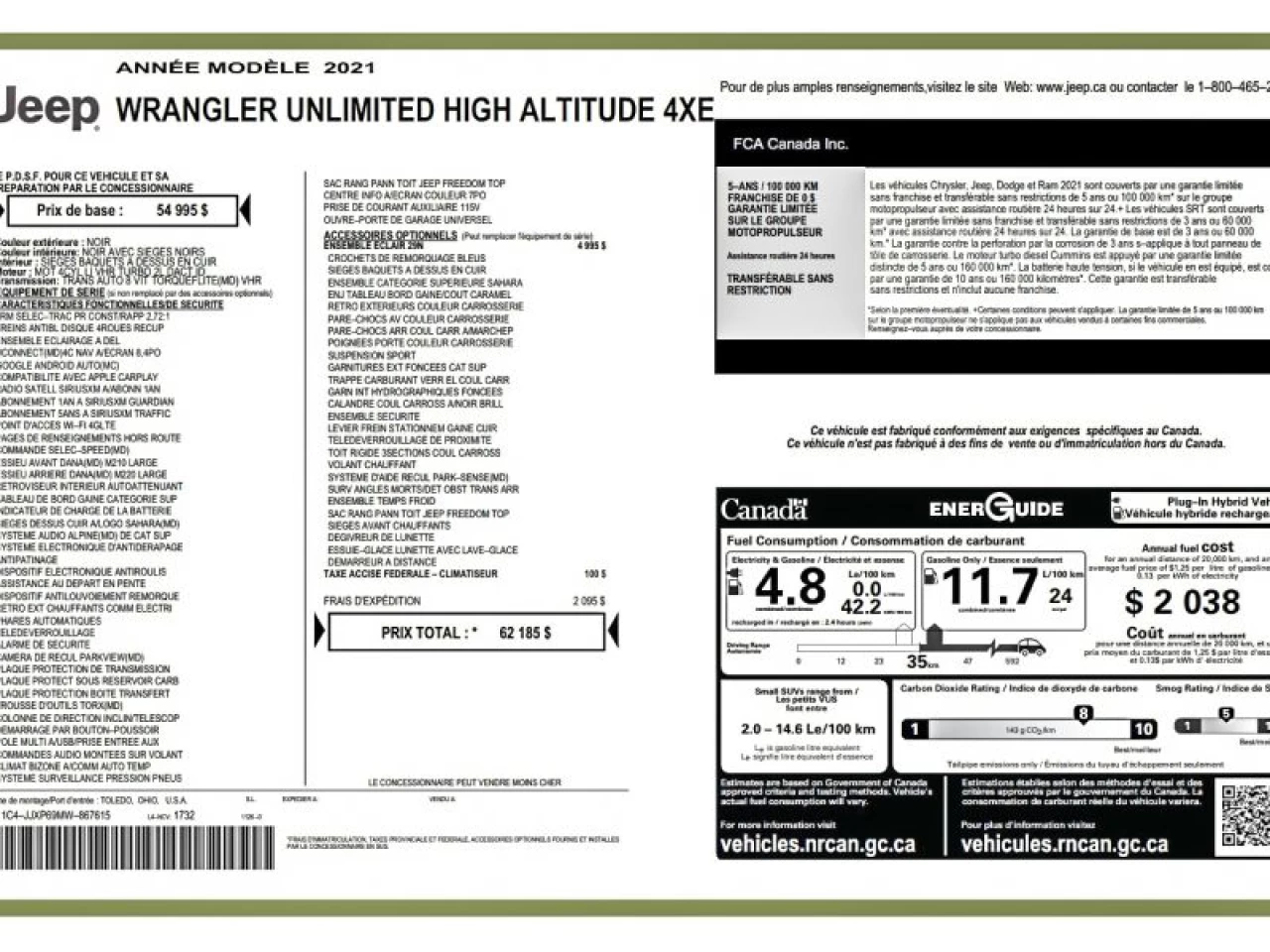 2021 Jeep Wrangler 4xe Unlimited High Altitude 4x4 Image principale