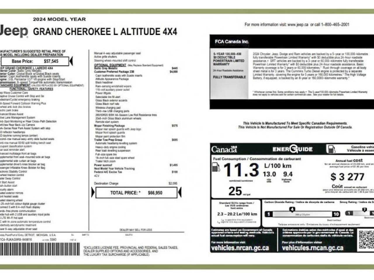 2024 Jeep Grand Cherokee L Altitude LUXURY TOIT OUVRANT TRAILER TOW GROUP Image principale