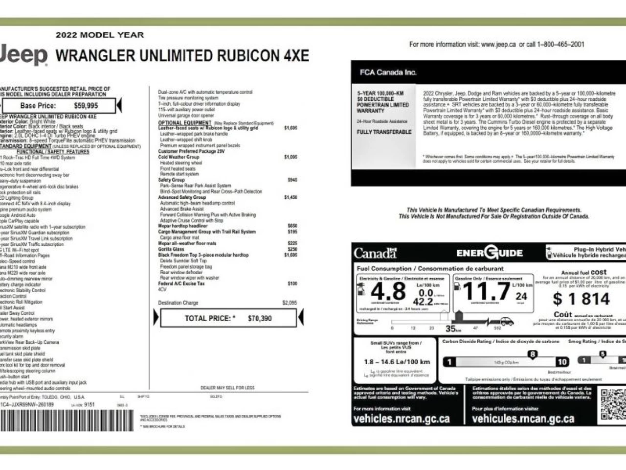2022 Jeep Wrangler 4XE Unlimited Rubicon 4x4 Image principale