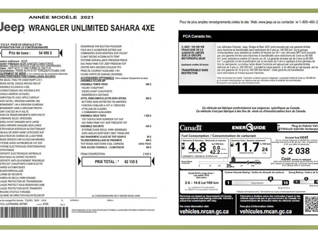2021 Jeep Wrangler 4xe Unlimited Sahara GROUPE TEMPS FROID Main Image