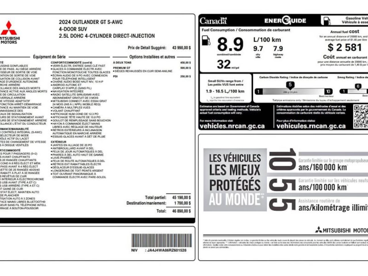 2024 Mitsubishi Outlander GT Premium CUIR TOIT PANORAMIQUE Image principale