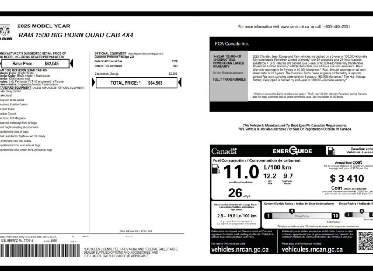 2025 Dodge Ram Big Horn 4x4 Quad Cab 6'4" Box Image principale