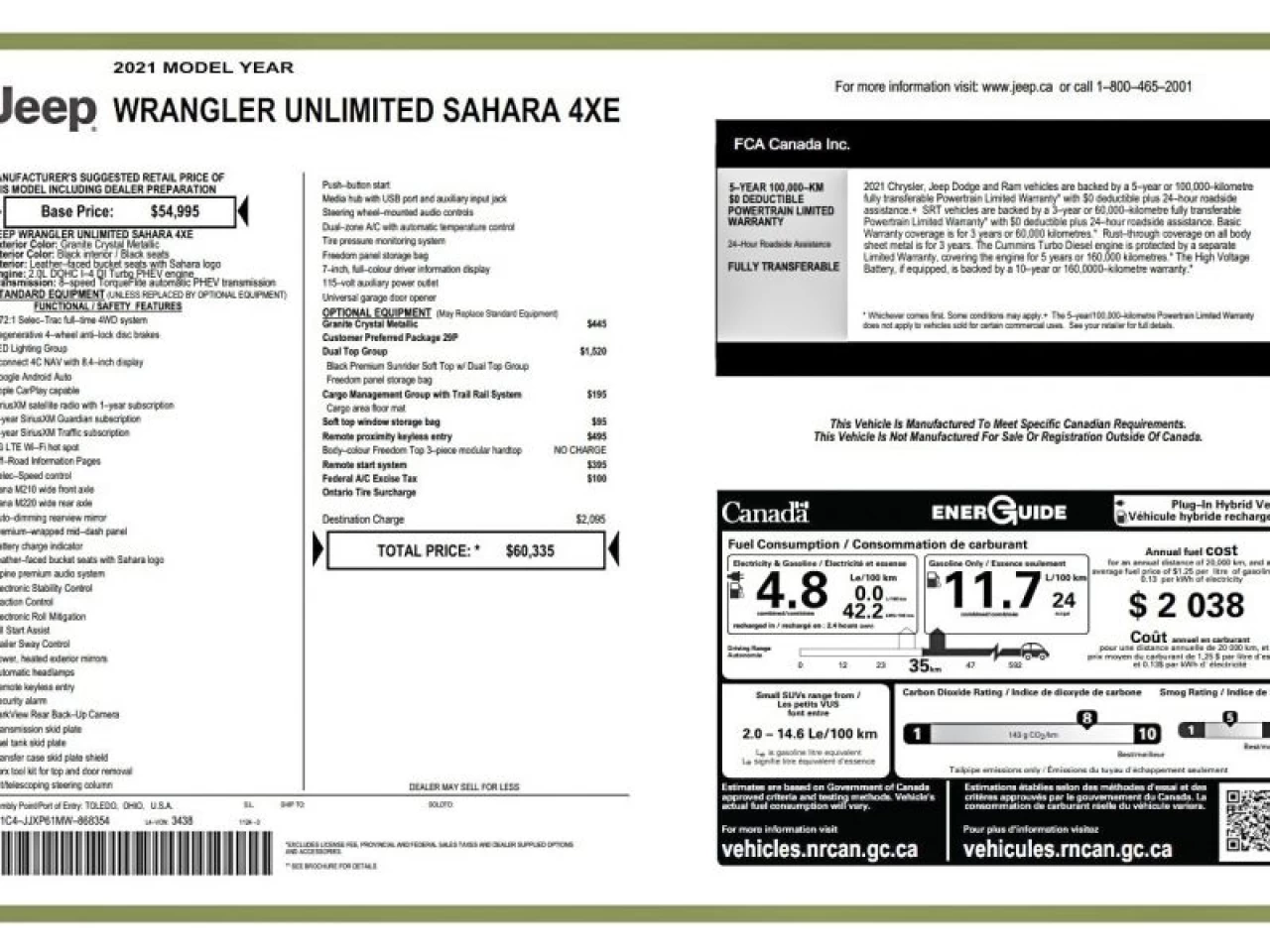 2021 Jeep Wrangler 4XE Unlimited Sahara 4x4 Main Image
