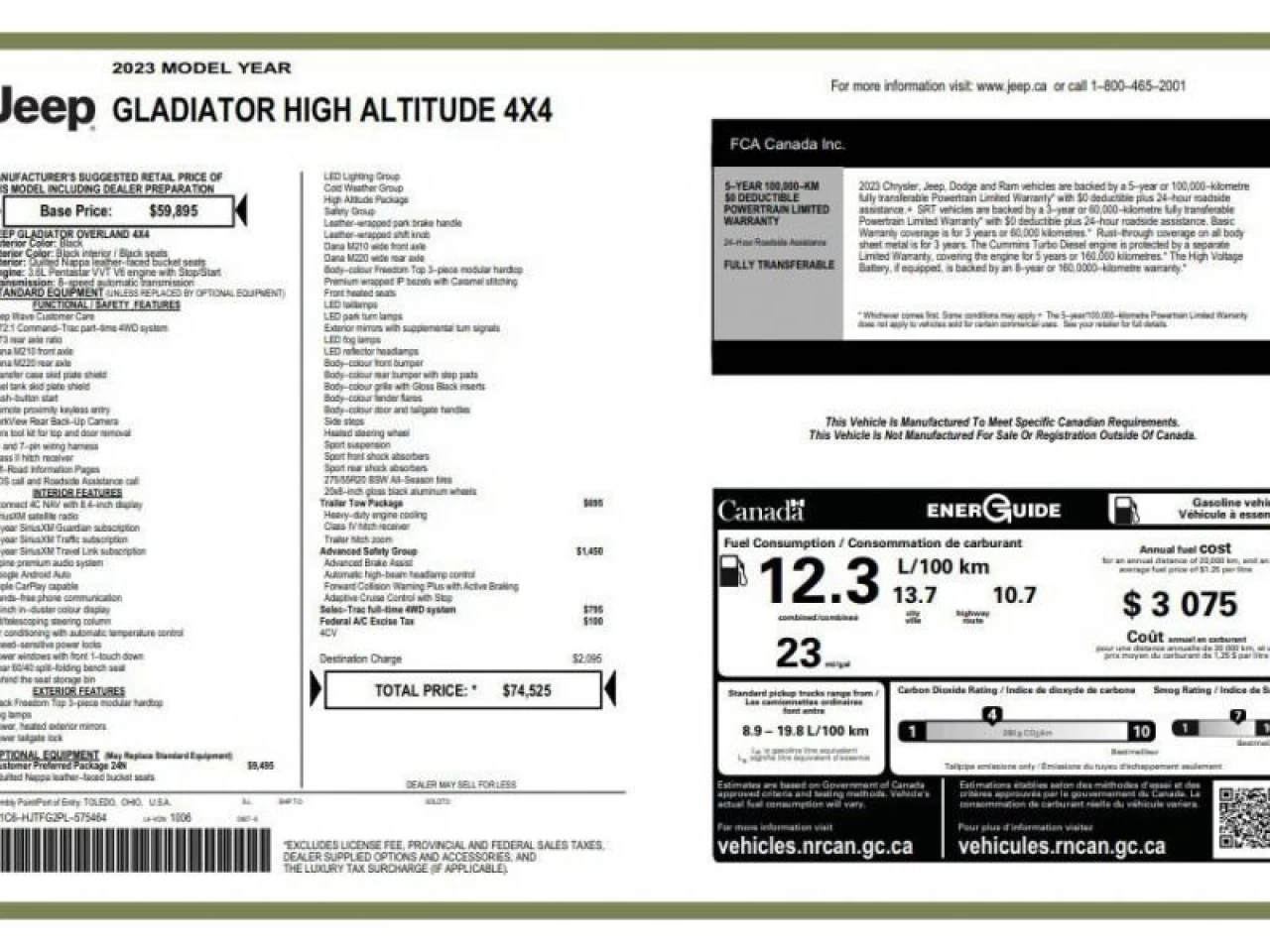 2023 Jeep Gladiator High Altitude 4x4 SAFETY GROUP V6 Image principale