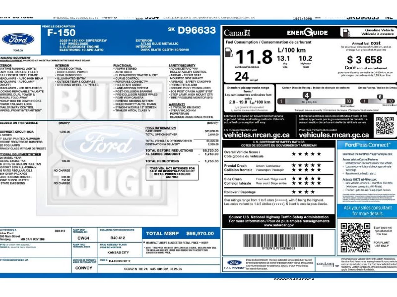 2025 Ford F150 XL 4WD SuperCrew 5.5' Box ecoboost Image principale