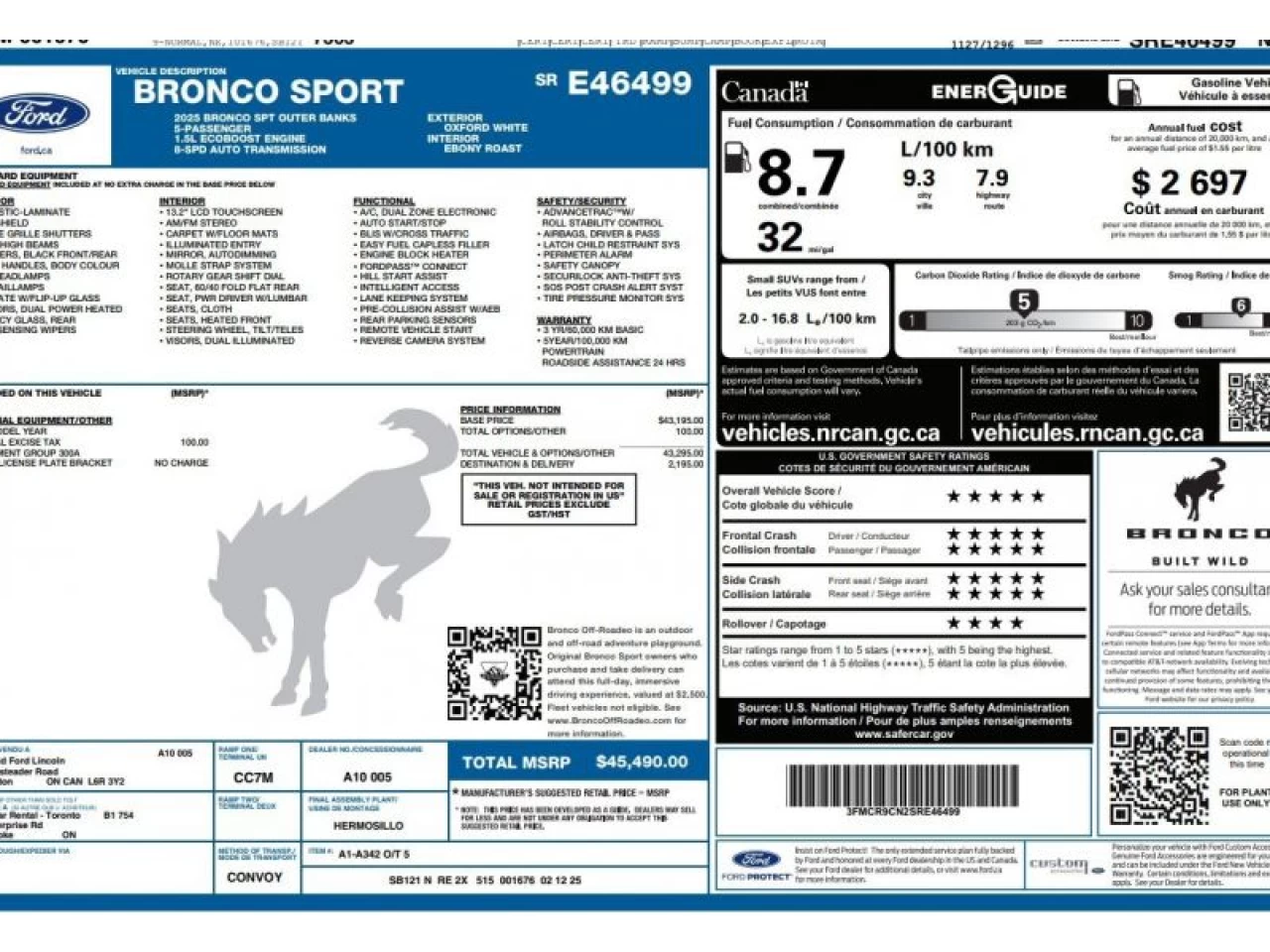 2025 Ford Bronco Outer Banks 4x4 Image principale