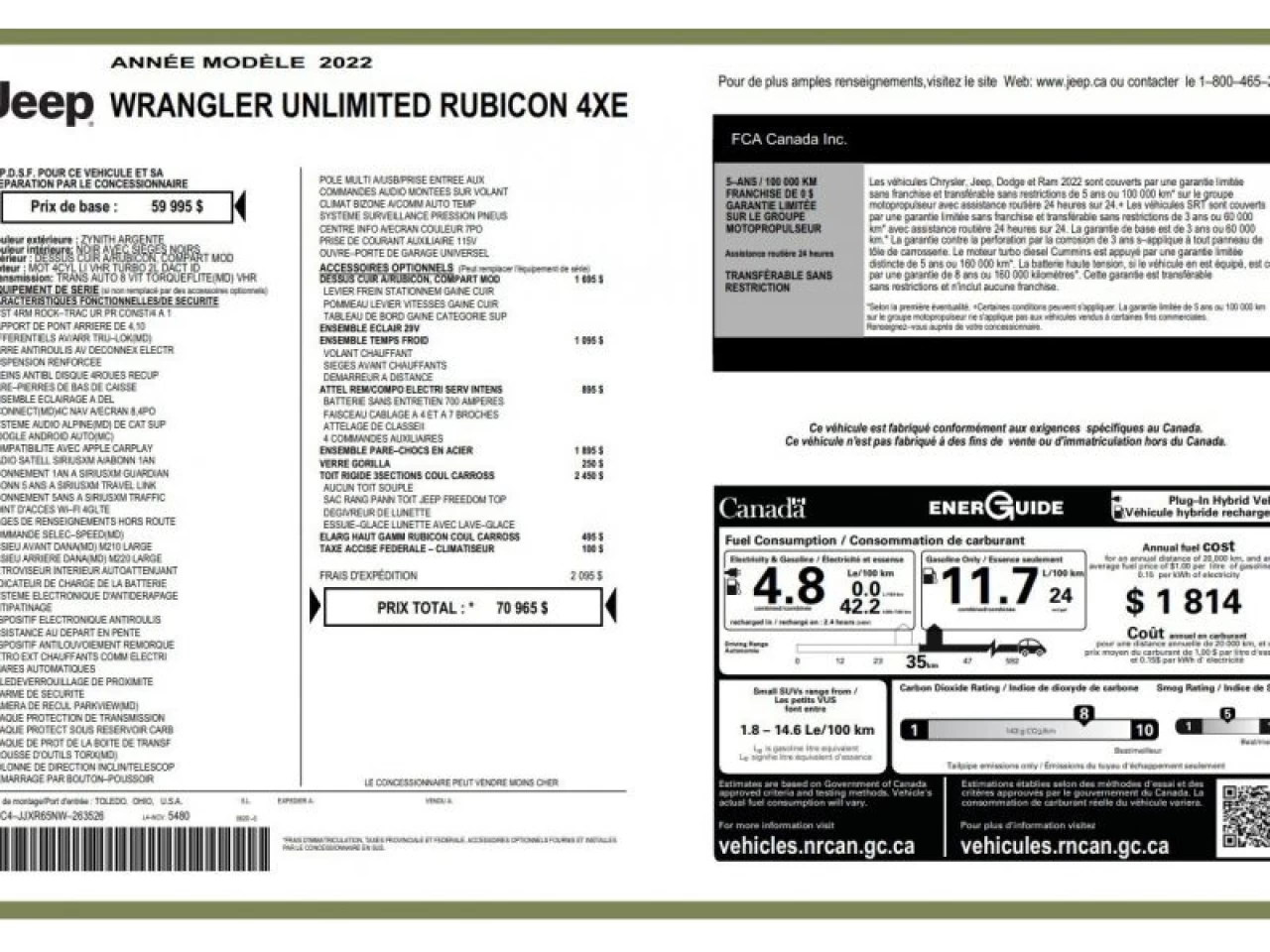2022 Jeep Wrangler 4XE Unlimited Rubicon Image principale